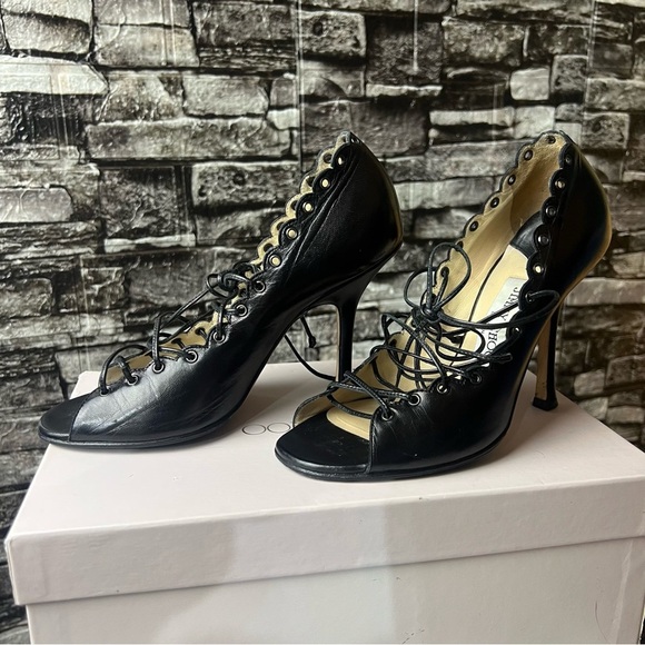 Jimmy Choo Black Lace-Up Heels - Picture 11 of 12